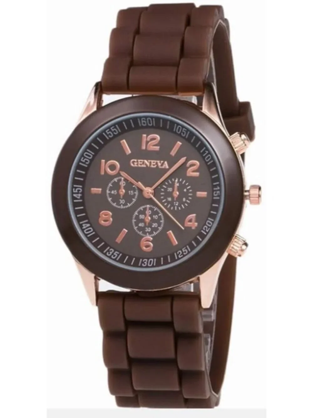 Women's Brown Analog Quartz Fashion Silicone Crosshair Unisex Jelly Wrist Watch